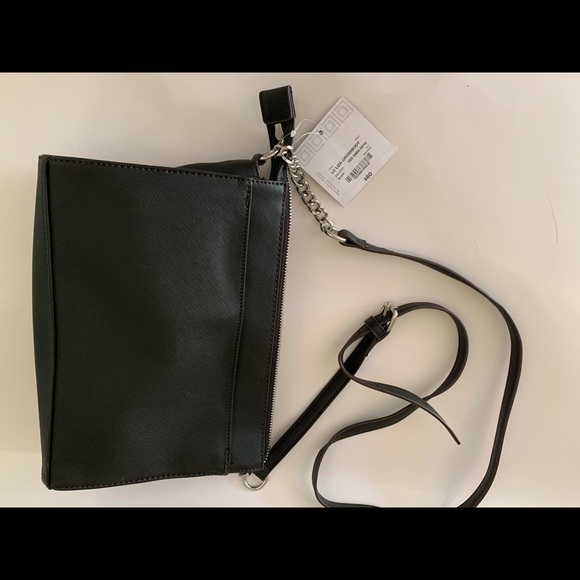 LC Liza Claiborne Black Liza Floral on Gold Tone Background Crossbody Purse - Picture 12 of 12